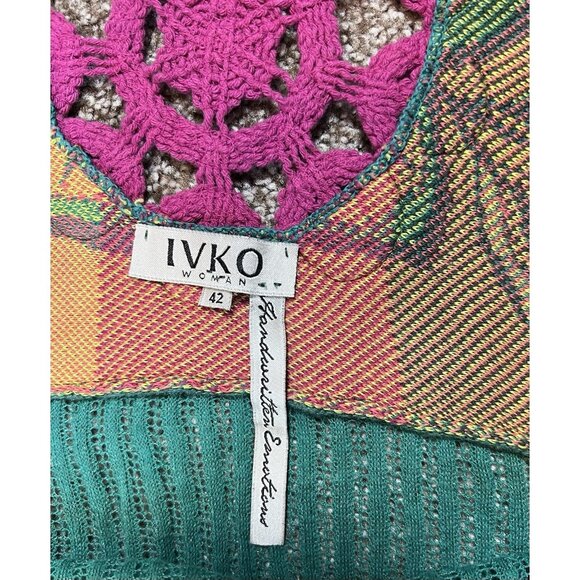 Ivko Women’s Mini dress sundress  size 42 cotton floral Short Sleeves Crochet - Picture 8 of 8